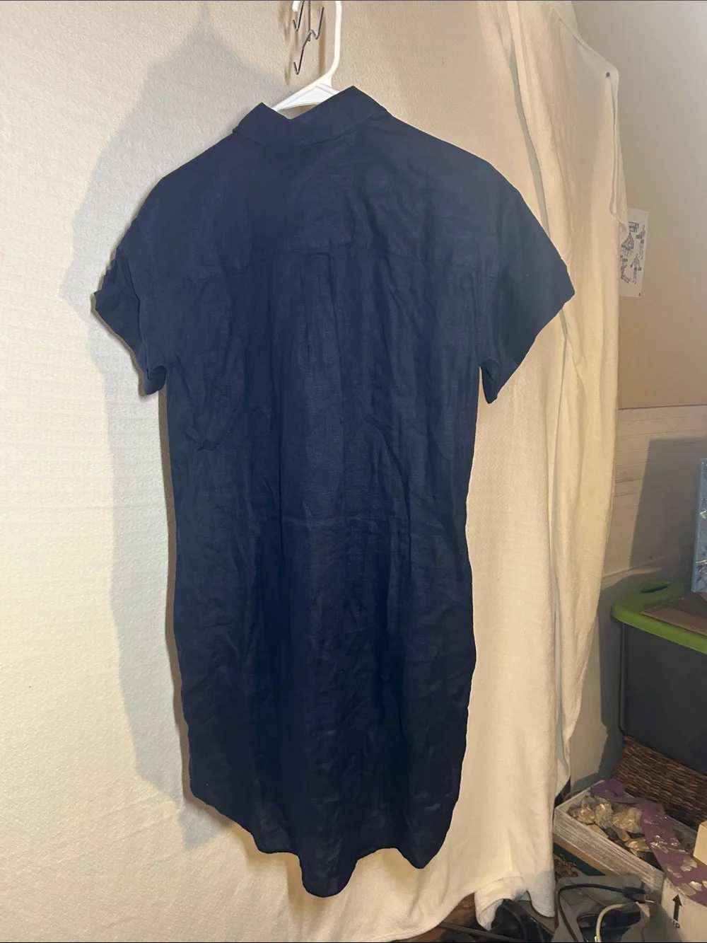 J. Crew Navy Short-Sleeve Button-Down Shirt Dress